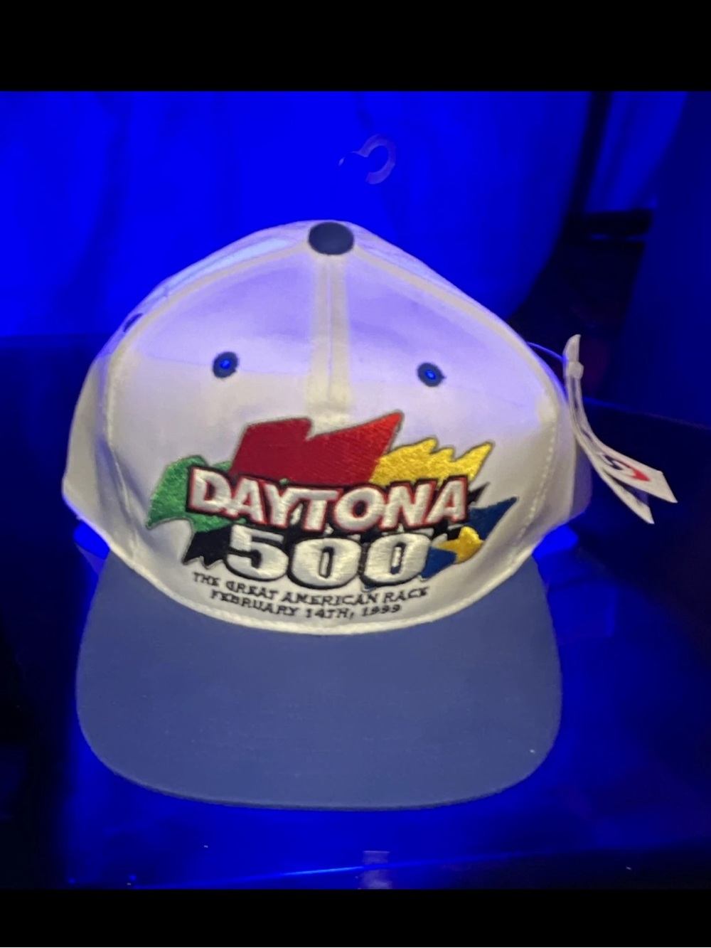 New with tags Vintage 1999 Daytona 500 White and Blue Baseball Cap